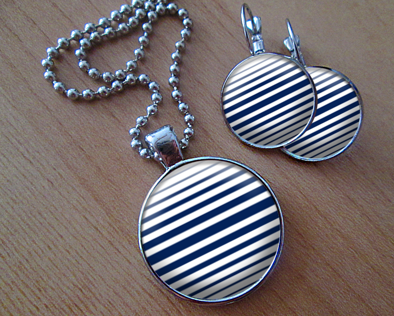 Sada náušniček a přívěsku "Námořnické proužky"