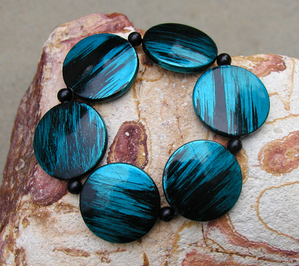 Náramek tyrkysovo-černý melír