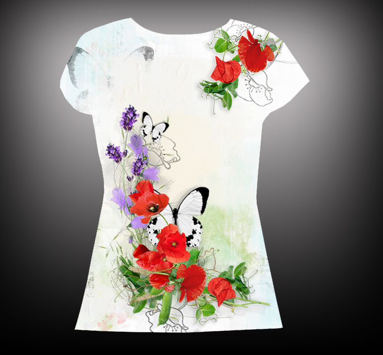 Dámské tričko. Máky vel.S-M