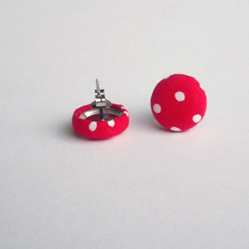 Náušnice buttonkové puntík červený