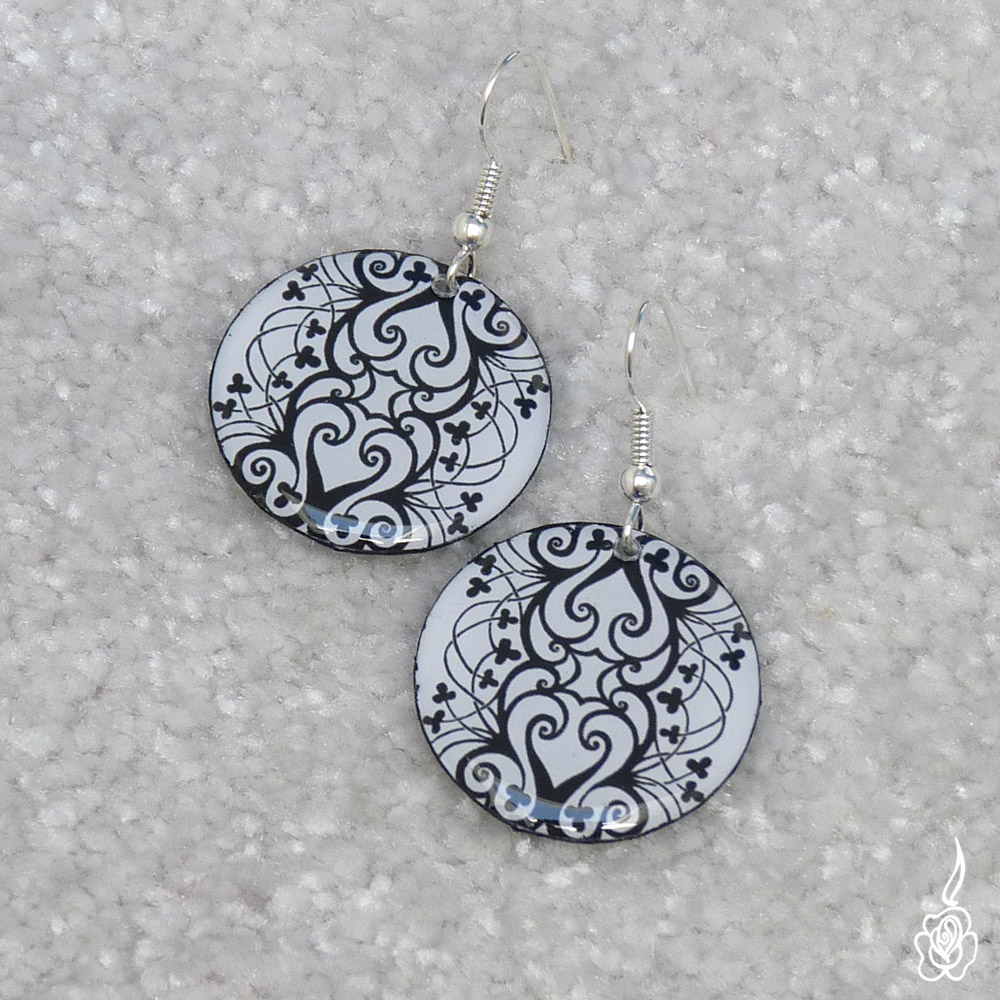 Černobílé náušnice s ornamenty