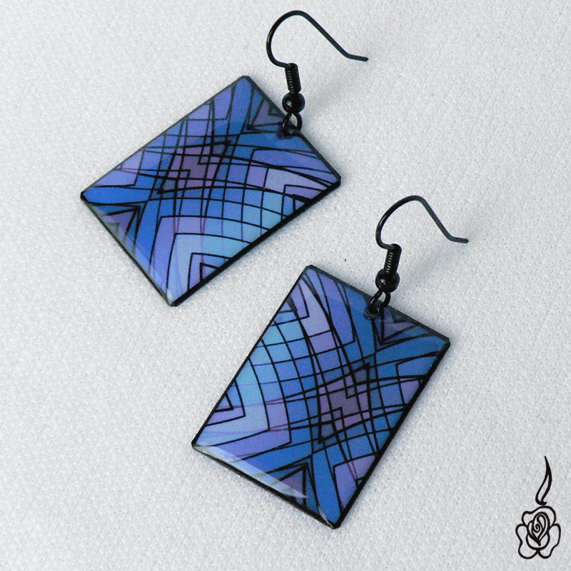 Obdélníkové náušnice modré