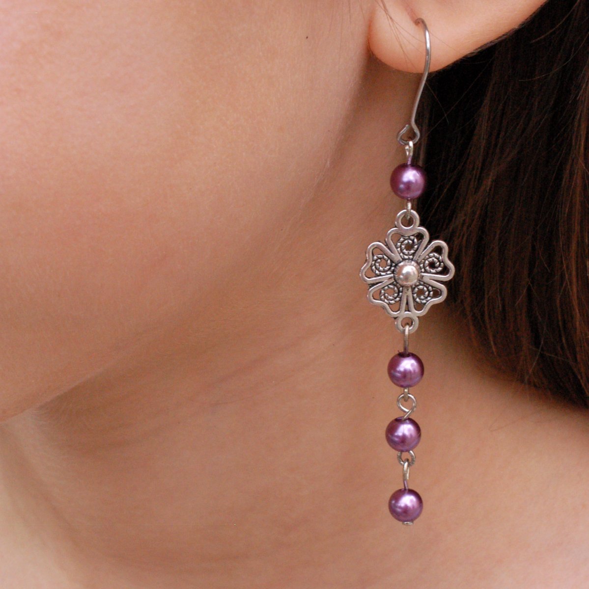 Náušnice kvítek s perličkami