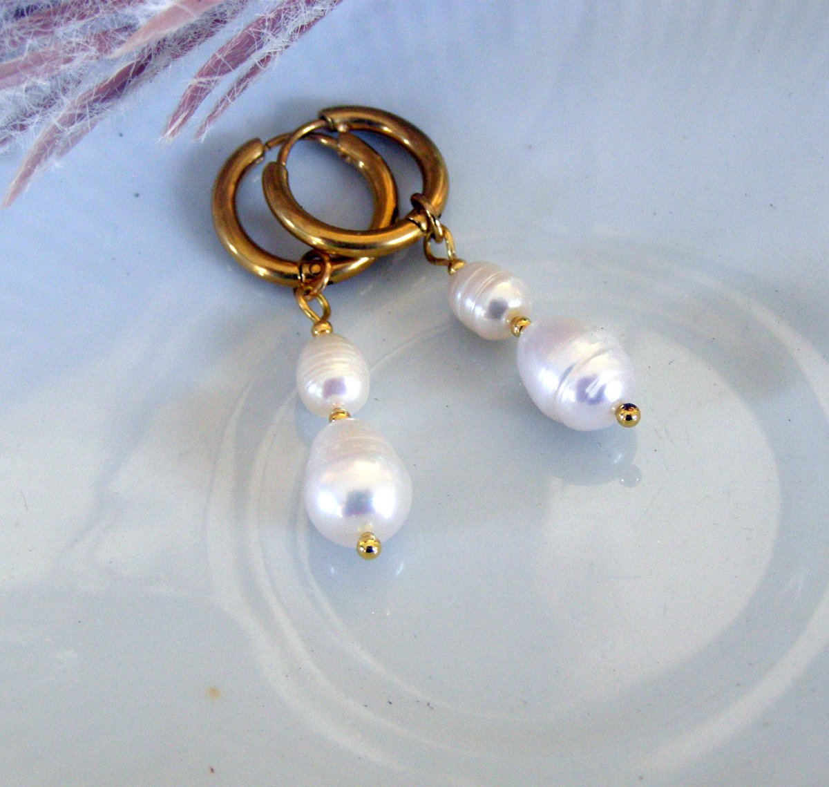 ŘÍČNÍ PERLY*ocelové náušnice*zlaté kruhy