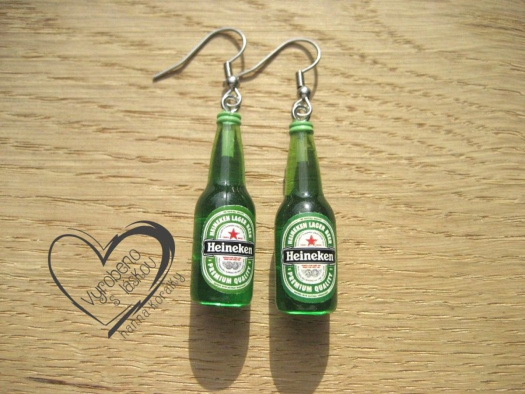 Pivní náušnice - zelené pivo