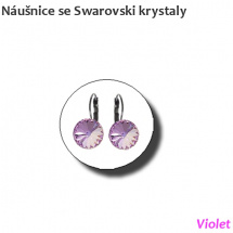 Swarovski náušnice - Violet, 8 mm
