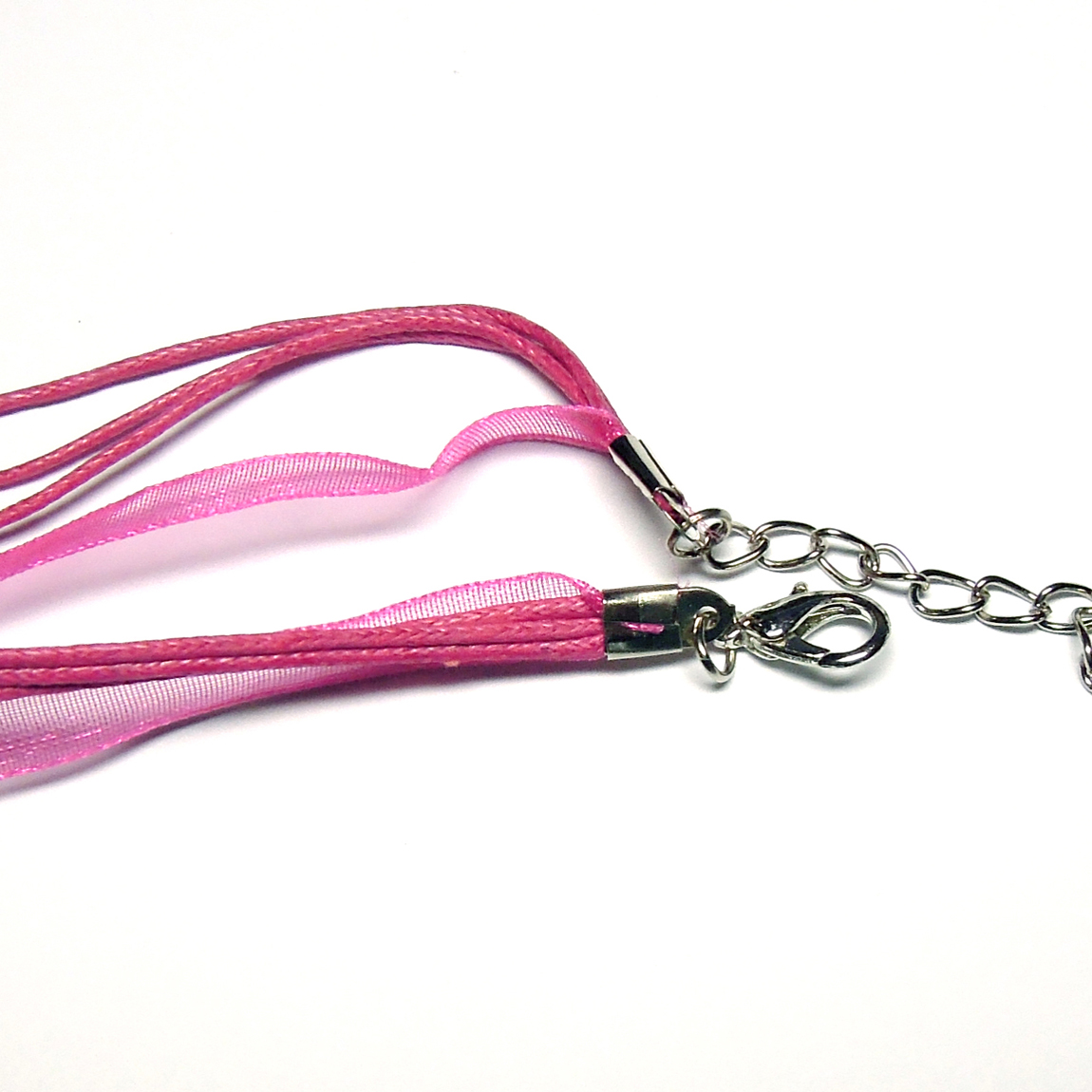 Návleková šňůrka s organzou - růžová