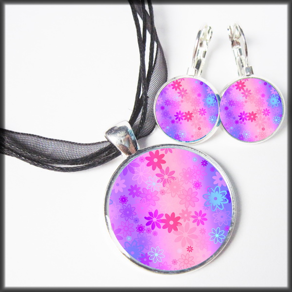 Sada růžovo-fialové kvítí 