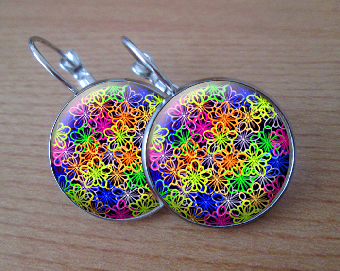 COOL VISACÍ NÁUŠNICE - Neonové kvítky