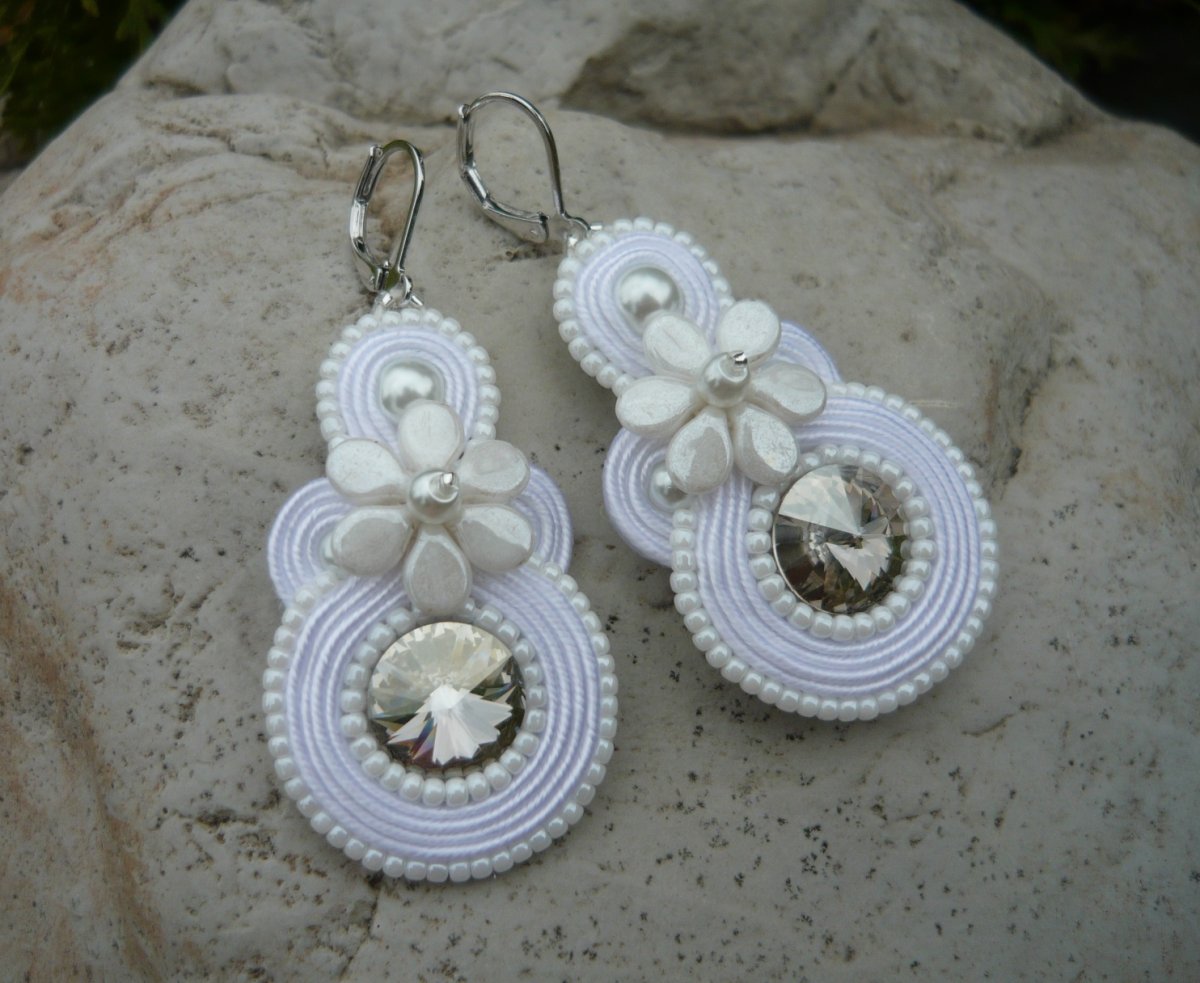 Soutache Svatební náušnice romantické