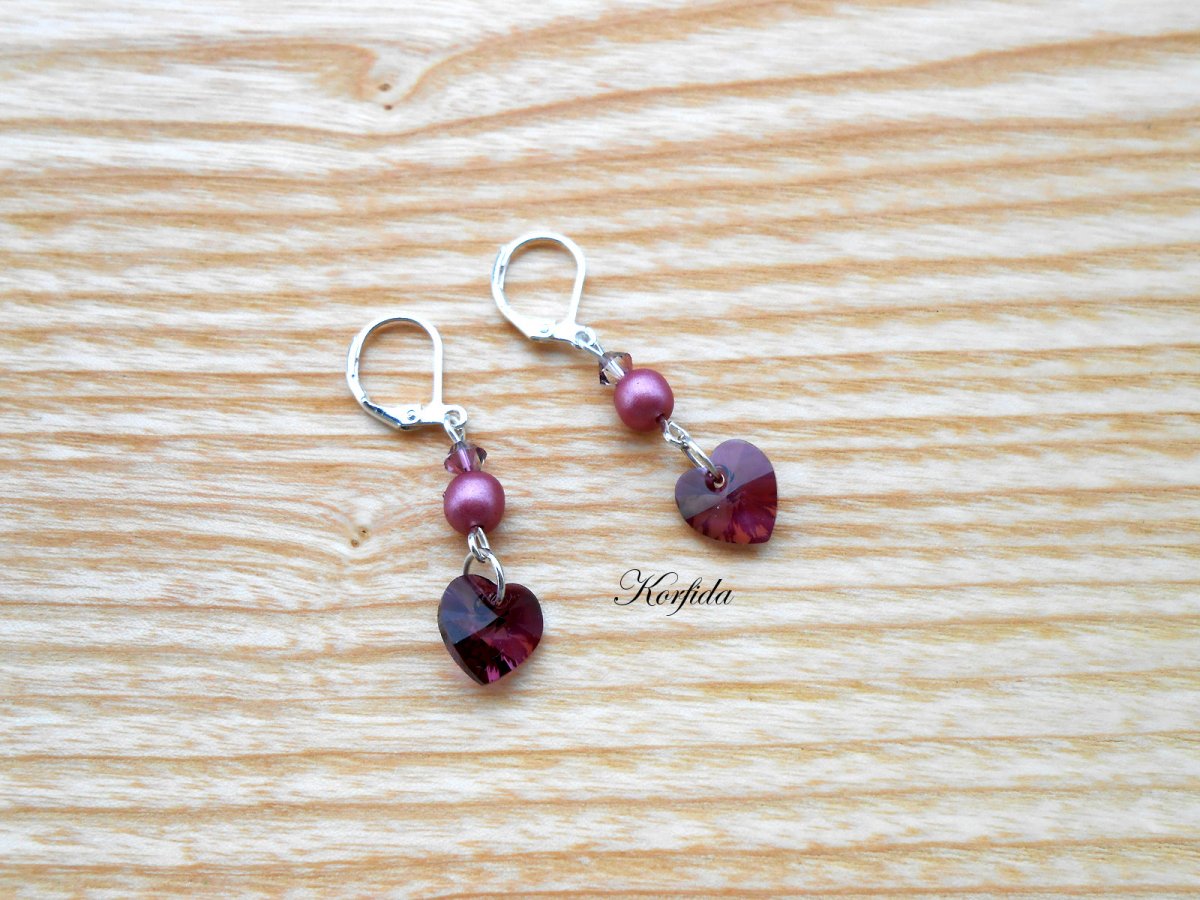 Náušnice - Swarovski srdíčka (1274/15)