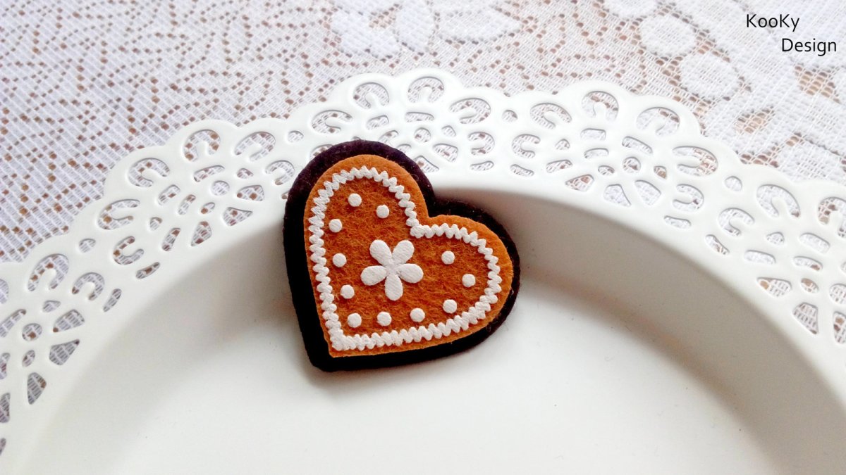 Brož perníček - srdíčko