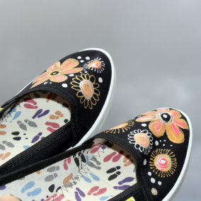 Malované botky-černá- 39 SKLADEM,vel.35-40 na obj.