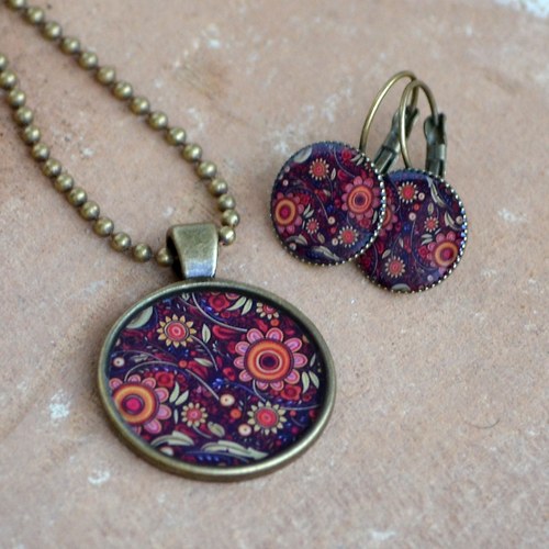 NOČNÍ ZAHRADA SADA NAUŠNICE + PŘÍVĚSEK