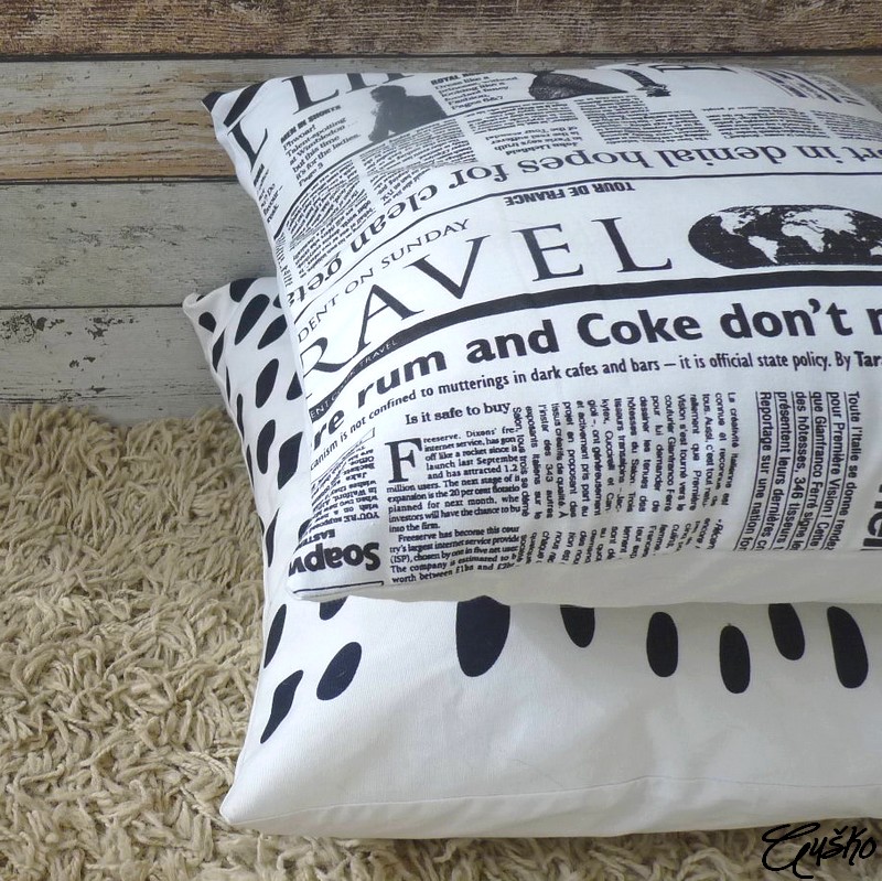 povlak na polštář - včerejší noviny