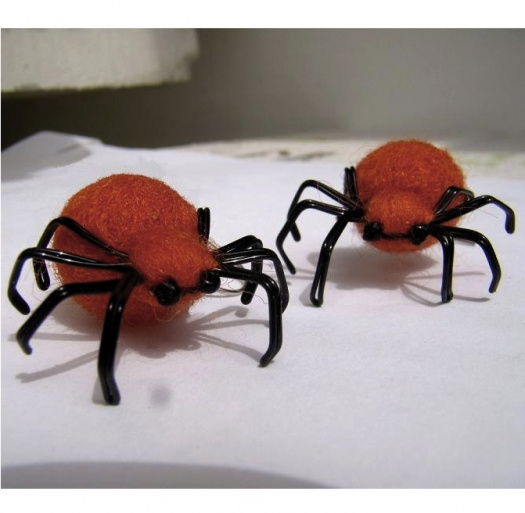 Náušnice - pavoučci pro štěstí - oranžová
