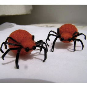 Náušnice - pavoučci pro štěstí - oranžová