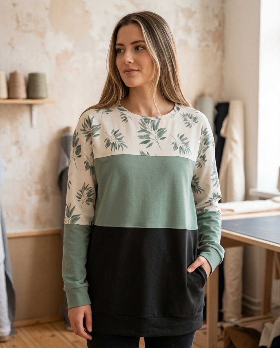 ZELENÁ S LÍSTEČKY (XL/XXL)-dámská mikina