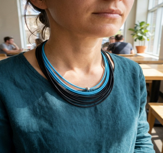 Náhrdelník  - černá a zeĺená