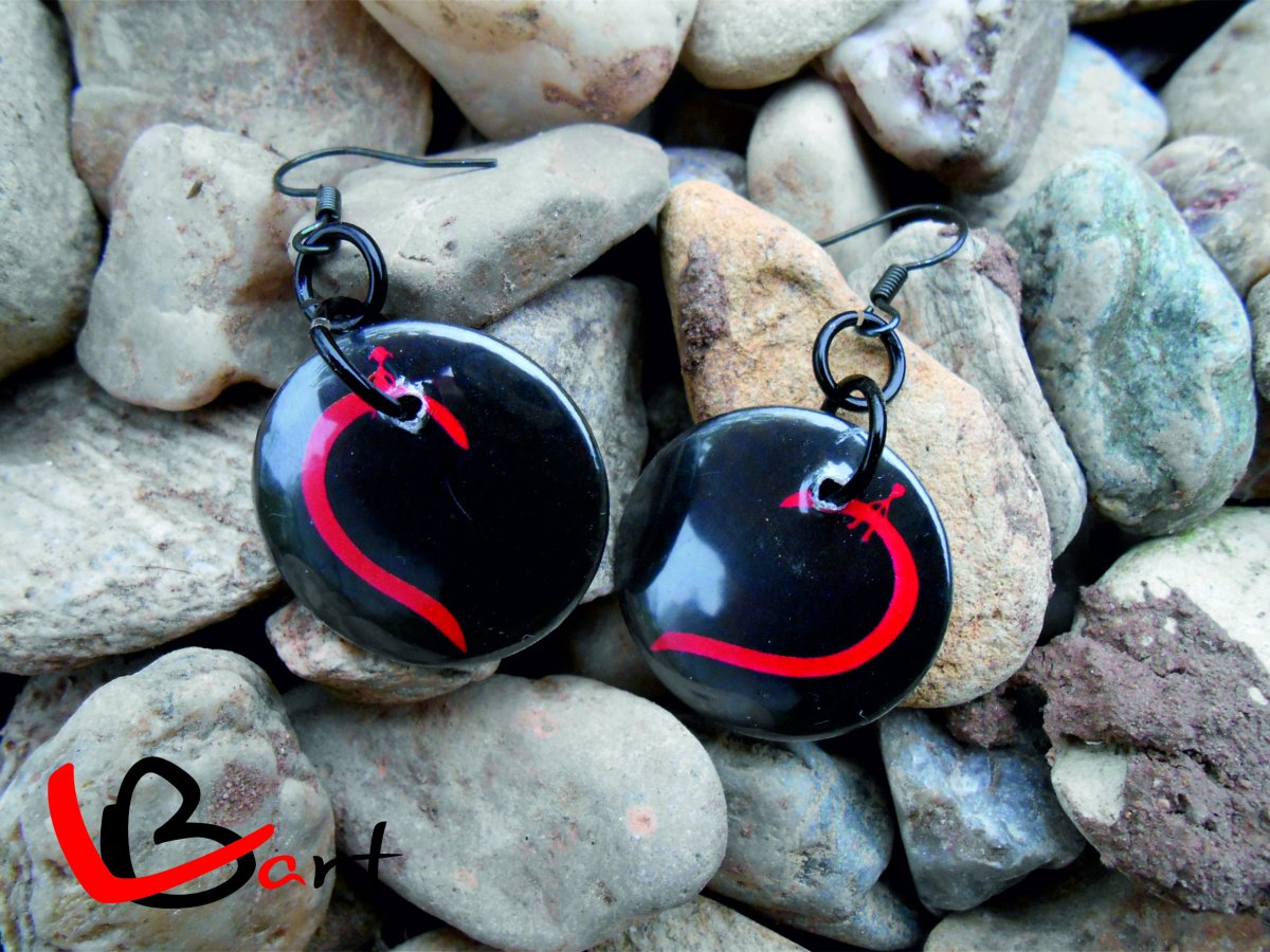 Náušnice - Placky - Srdce s panáčky NUP1