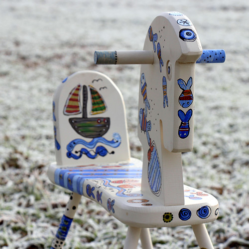 Malovaný houpací koník - námořnický na obj.