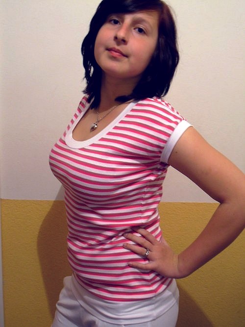 Triko růžový proužek,vel.M