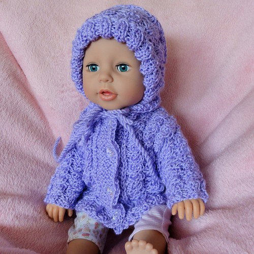 Fialkový svetřík s čepičkou 