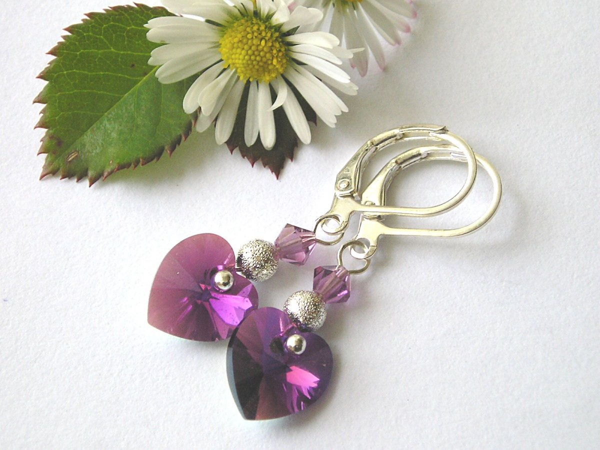 Swarovski náušnice Amethyst AB