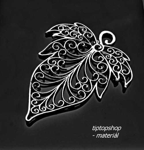 Přívěsek filigránový list velký, 55x65mm