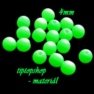 Neonové korálky zelené s  UV efektem, 4mm (30ks)
