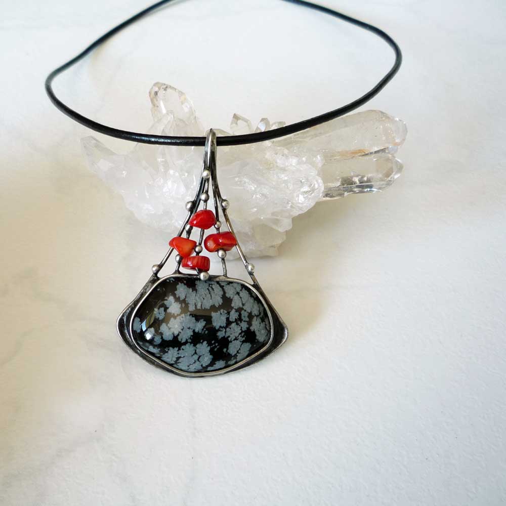 Sopka - obsidián,korál