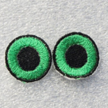 Vyšívané oči zelené 2cm 1 pár