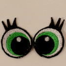 Vyšívané oči zelené s řasami 3 cm 1 pár