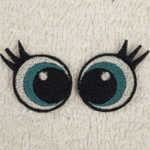 Vyšívané oči tyrkysové s řasami 2cm 1 pár