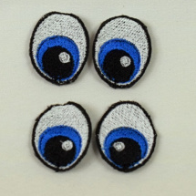 Vyšívané oči modré s jiskrou 3x2,4 cm 1 pár