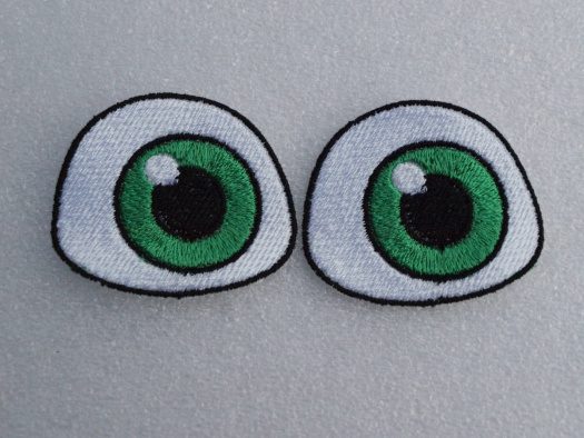 Vyšívané oči 4,5x4cm zelené 1 pár