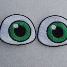 Vyšívané oči 4,5x4cm zelené 1 pár
