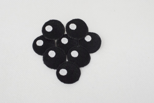 Vyšívané oči černé s jiskrou 2,7cm 1 pár