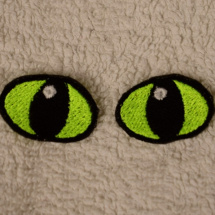 Vyšívané oči kočičí reflexní žluté 3x2cm 1 pár