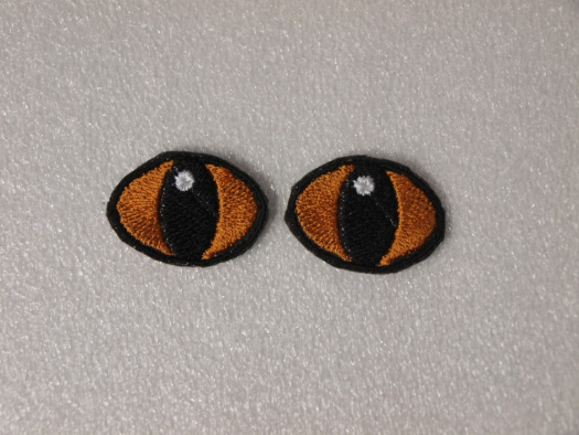Vyšívané oči kočičí zlaté 3x2cm 1 pár