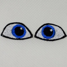 Vyšívané oči na panenky modré 3x1,7cm  1 pár