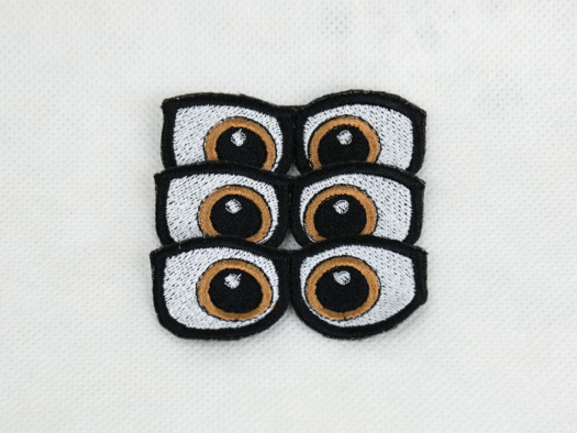 Vyšívané oči s brýlemi hnědé 6,8 x 3,5cm
