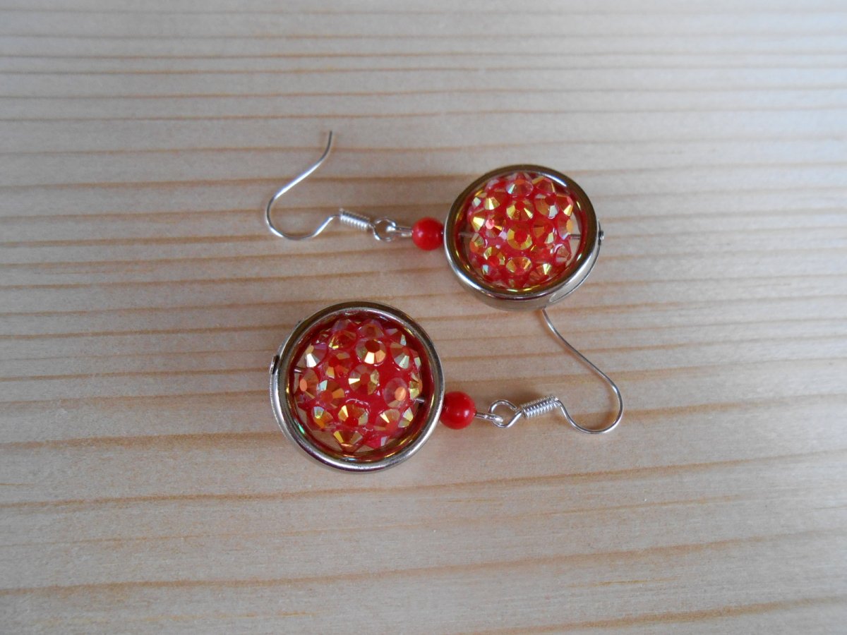 Náušnice červené AB efekt (323/15)