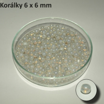 Skleněné korálky, Opál, 6 mm, 20 ks