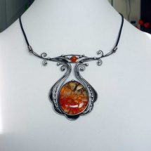 Oranžáda - náhrdelník s karneolem a  sklem