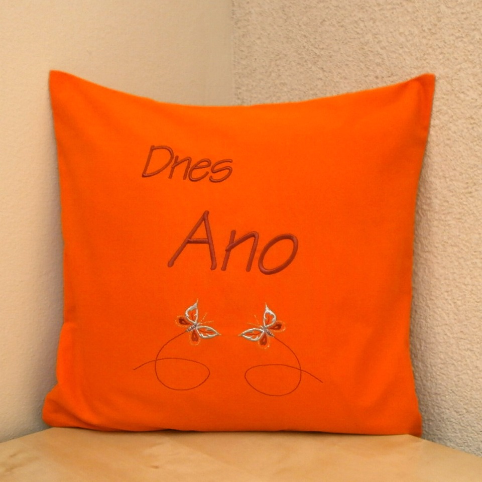 Komunikační polštářek "DNES ANO-DNES NE"- oranžový