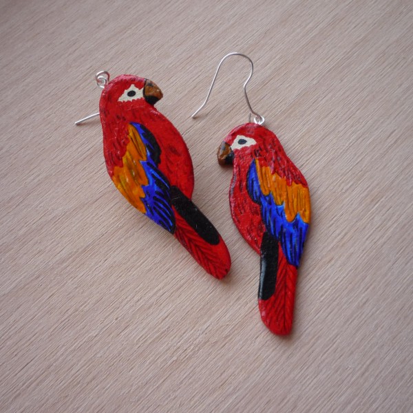 Malované náušnice PAPOUŠCI BEZ KŘIKU
