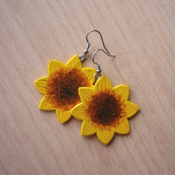 Malované náušnice SLUNEČNICE ZÁŘIVÉ