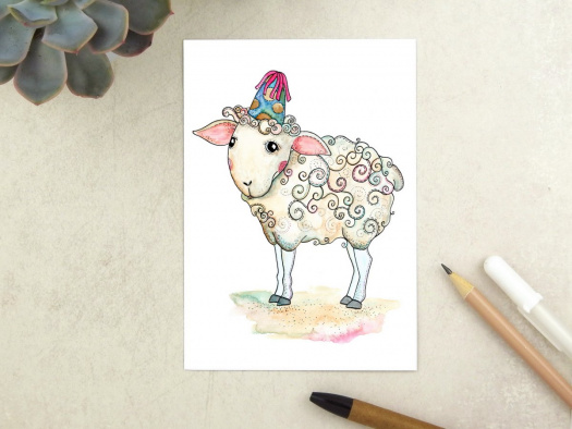 Pohlednice narozeninová s ovcí