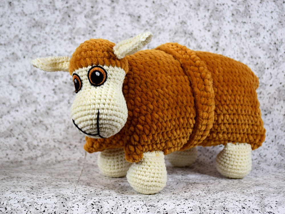 Ovečka polštářek hořčicová